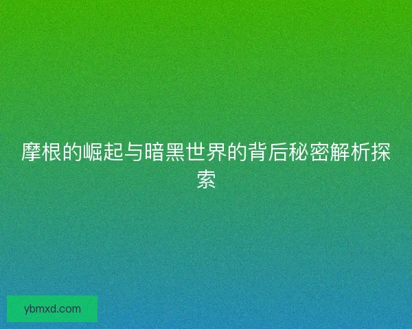 摩根的崛起与暗黑世界的背后秘密解析探索