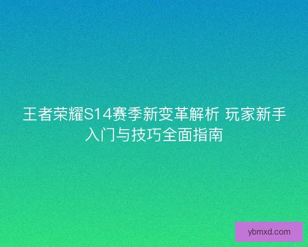 王者荣耀S14赛季新变革解析 玩家新手入门与技巧全面指南