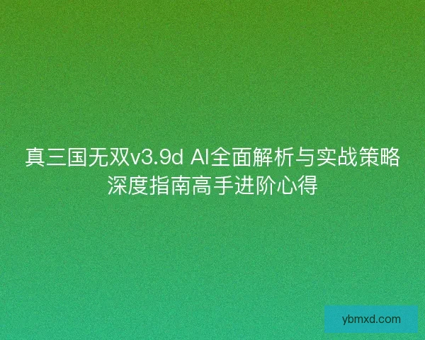 真三国无双v3.9d AI全面解析与实战策略深度指南高手进阶心得