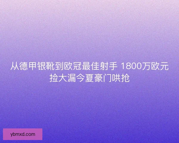 从德甲银靴到欧冠最佳射手 1800万欧元捡大漏今夏豪门哄抢